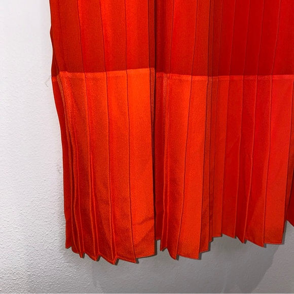 Badgley Mischka Orange Pleated Maxi Skirt Size 2 Lined NWT - Picture 5 of 12
